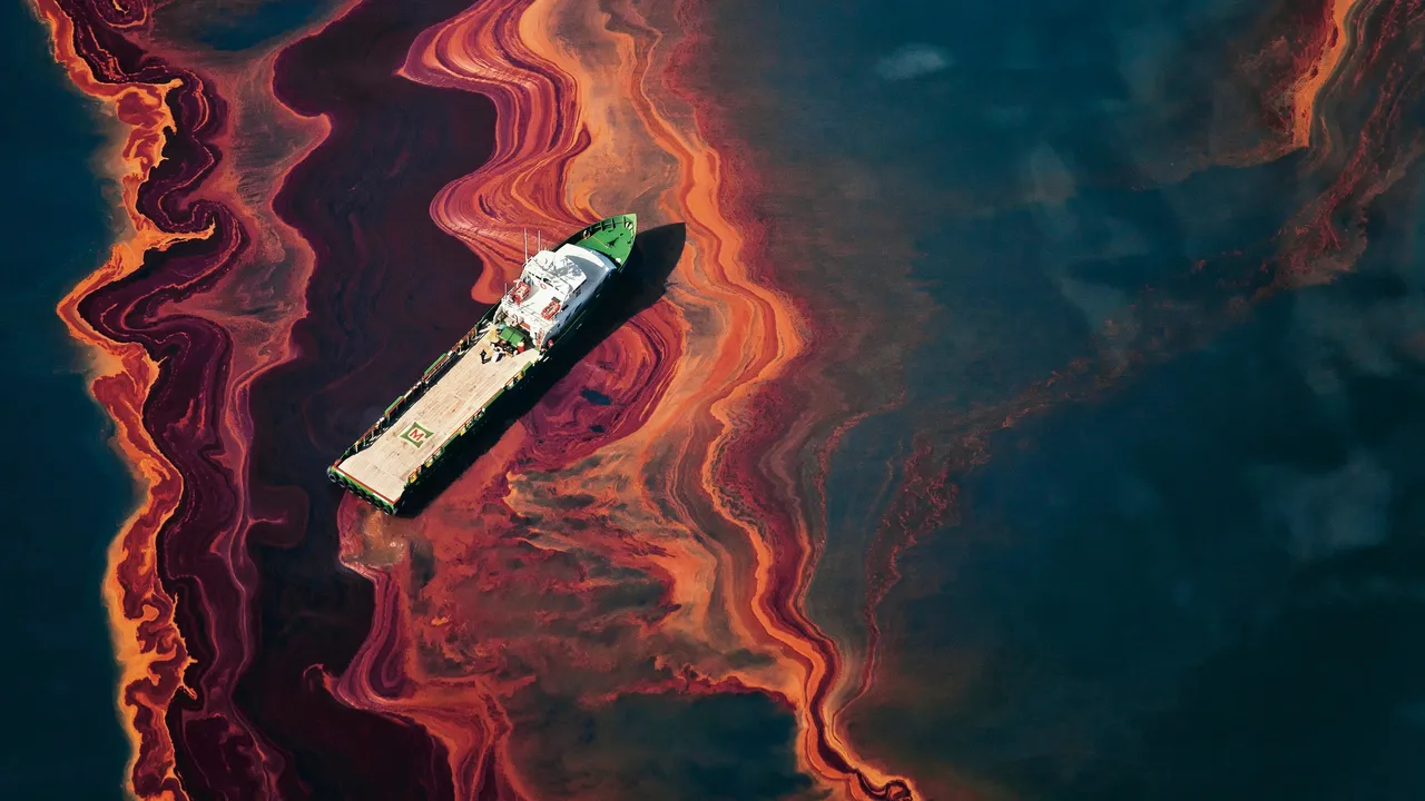 Oil spill aerial view