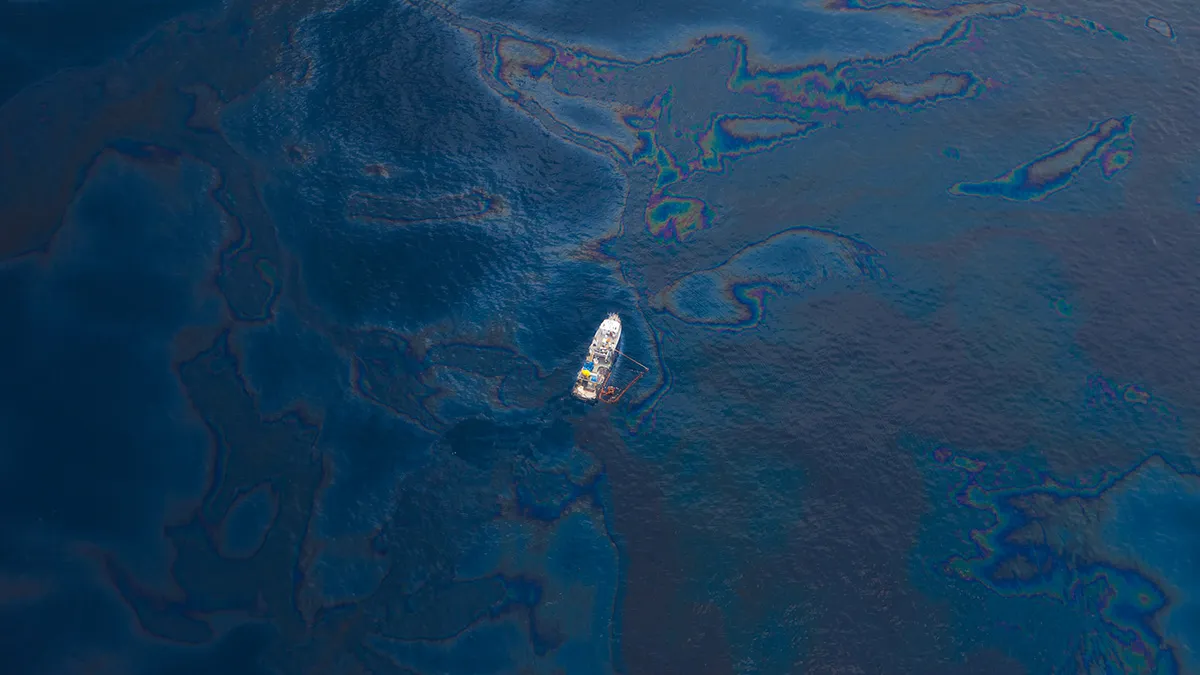 Oil spill aerial view